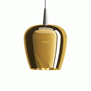 Zafferano Suspension Bilia 230V LED 8W en verre borosilicate soufflé finition Or Antique, design en cloche, diamètre 18 cm, hauteur 324 cm - doré 8