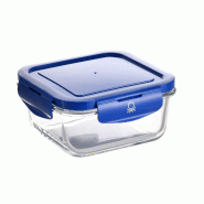 Benetton - Récipient hermétique carré 690 ml en verre borosilicate avec couvercle bleu Rainbow BE - bleu verre BE330