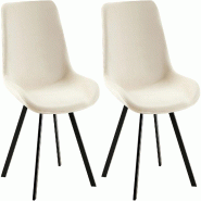 Décoshop26 - Lot de 2 chaises de salle à manger pivotant à 360 degrés en velours crème cadre en métal noir 10_0007587 - beige métal 3000266195110