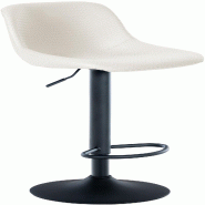 Décoshop26 - Tabouret de bar x1 rotation à 360°en PVC crème pieds en trompette métal noir 10_0006382 - beige métal 3000265539144