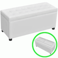 Helloshop26 - Banquette pouf tabouret meuble pouf de rangement cuir synthétique blanc 3002220 - 3001444628550 Helloshop26 - Banquette pouf tabouret meuble pouf de rangement cuir synthétique blanc 3002220 - 3001444628550