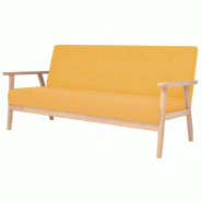 Helloshop26 - Ensemble de canapé 3 places de salon salle de séjour maison intérieur pièces tissu jaune - jaune Bois massif 3000952688001 Helloshop26 - Ensemble de canapé 3 places de salon salle de séjour maison intérieur pièces tissu jaune - jaune Bois massif 3000952688001