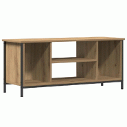 Helloshop26 - Meuble TV rectangulaire moderne avec étagères rangement 102 x 35 x 45 cm en bois d'ingénierie chêne artisanal 02_0052428 - Bois mass