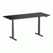 KIMEX - Bureau motorisé assis-debout 180x75cm, Plateau noir à bords arrondis/Pied noir - noir plastique 3700685427983
