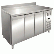 KLIMAITALIA Table frigo inox à 3 ptes avec crédence à dosseret. Thermo num. T° -2°C/+8°C. Dim. (LxLxH) 202x80x96 cm. Mod. PSX3200TN - 1456