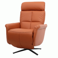 Mendler Fauteuil relax HWC-L10, Fauteuil TV design Fauteuil de relaxation, fonction chaise longue pivotante, cuir pleine fleur ~ terracotta-brun - mar