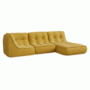 Oviala Business Canapé modulable en velours 250 x 165 x 70 cm 3 places jaune - jaune polyester 115739