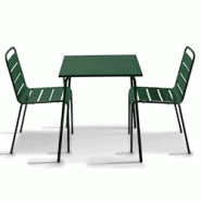 Oviala Business Ensemble table de jardin carrée et 2 chaises Vert forêt - vert acier 114636 Oviala Business Ensemble table de jardin carrée et 2 chaises Vert forêt - vert acier 114636