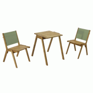 Oviala Business Table de terrasse carrée et 2 chaises en bois vert cactus - vert Bois manufacturé 112585