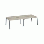 Pôle de 4 bureaux droits chêne gris L 140 x P 60 cm, piétement métal aluminium - Arch Pôle de 4 bureaux droits chêne gris L 140 x P 60 cm, piétement métal aluminium - Arch