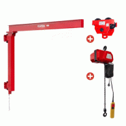 Potence murale 500 kg - Avec palan électrique à chaîne 300 kg 6 m et Chariot porte-palan MW Tools PHM500SET3