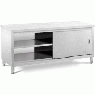 Royal Catering - Royal Catering RCSSCB-200X60-E Meuble Bas en INOX Plan De Travail Cuisine Armoire avec Portes Coulissantes (Capacité de 600 kg, - 40