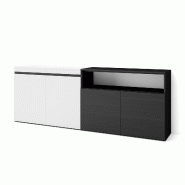 SKRAUT HOME Buffet salon et cuisine, 200x75x35cm, 4 Portes, Meuble chaussure, Blanc et noir - blanc Bois manufacturé 58_13