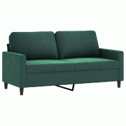 VidaXL Canapé à 2 places Vert foncé 140 cm Velours Modèle Uermontix - 359201