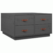 VidaXL Table basse Gris 80x80x45 cm Bois massif de pin Modèle Outdoor Chi Plus - 821519