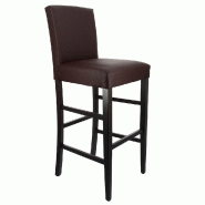 Chaise de bar d'intérieur Séville en bois tapissée d'un simili cuir chocolat