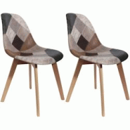 Chaise en bois de hêtre et polypropylène Patchwork (Lot de 2) The Home Deco Factory - marron 3700866365097 Chaise en bois de hêtre et polypropylène Patchwork (Lot de 2) The Home Deco Factory - marron 3700866365097