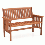 COSTWAY Banc jardin bois 2 places résistant intempéries avec accoudoirs, balcon terrasse parc, 119 x 59,5 x 89 cm - marron Bois massif ZB35240