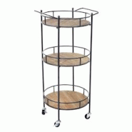 Décoshop26 - Chariot à roulettes étagères de service bar cuisine en bois de sapin massif vintage 100x50x43cm 04_0002431 - 3000507932696 Décoshop26 - Chariot à roulettes étagères de service bar cuisine en bois de sapin massif vintage 100x50x43cm 04_0002431 - 3000507932696