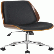 Décoshop26 - Fauteuil de bureau sur roulettes pivotante et réglable design moderne synthétique noir bois et métal chromé BUR10682 - noir métal 3