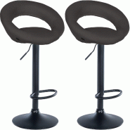 Décoshop26 - Lot de 2 tabourets de bar assise ronde et style contemporain en tissu gris foncé et métal noir 10_0006265 - gris métal 3000265477361