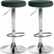 Décoshop26 - Lot de 2 tabourets de bar avec assise en tissu velours vert et cadre métal chromé TDB10716 - métal 3002478032696