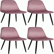 Décoshop26 - Lot de 4 chaises de salle à manger design moderne avec pieds en métal noir et assise en PVC rose 10_0001828 - noir métal 3000250695077