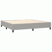 Décoshop26 - Sommier à lattes sur pieds cadre de lit 200x200 cm tissu gris clair TDL0207175 - gris 3001170088000