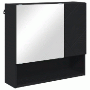 Helloshop26 - Armoire miroir rectangulaire moderne gain de place salle de bain 59 x 17 x 55 cm en bois d'ingénierie noir 02_0052868 - noir Bois massi