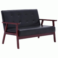 Helloshop26 - Canapé 2 places de salon salle de séjour maison intérieur similicuir noir 02_0018899 - noir Bois massif 3000933188001