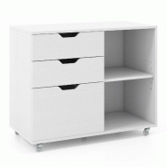 Helloshop26 - Classeur à 3 tiroirs support d'imprimante mobile 81 x 40 x 66,5 cm rangement optimisé design moderne en bois 20_0011445 - Bois manufac