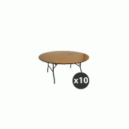 Lot de 10 tables pliantes rondes en bois 170cm 10 places