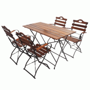 Mendler Set de jardin de bière HWC-J40, set de bistrot table pliante chaise pliante, qualité gastronomique acacia certifié MVG ~ brun - marron Bois
