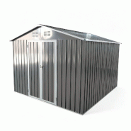 Merax Abri de jardin en métal 7.46 m², abri à outils avec double porte, toit en pente et cadre de sol, acier galvanisé, gris - gris métal W3600S00031