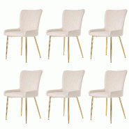 Merax Lot de 6 chaises de salle à manger en velours pour salon, chambre à coucher, chaise longue avec quatre pieds de support en métal argenté, -