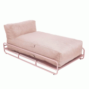 Méridienne pour salon de jardin modulable avec structure rose poudré - rose polyester 115352