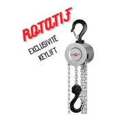 Palan à chaîne manuel rotatif  et personnalisable en aluminium  - CMU 500 kg / 6 mètres de chaîne ou en CMU 1000 kg / 6 mètres de chaîne