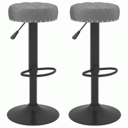 Tabourets de bar lot de 2 gris foncé velours Modèle Atlas Panorama Advance - 332996