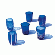 Zafferano Melting Pot Lot De 6 Verres Unicolores - Bleu - Verre Soufflé À La Main, 32 Cl - Gobelets Artisan Pour Eau Et Cocktails - bleu 8056300190592