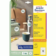 AVERY 480 pastilles adhésives blanches, enlevables, diamètre 30 mm (10 feuilles A4 / cdt) - 6223REV-10