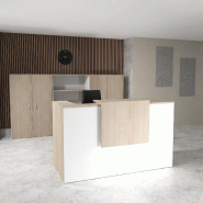 Borne d'accueil bicolore Delta First avec réhausse - Mobel Linea. - 184, Oui, Blanc/ acacia clair_1
