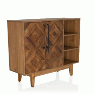 Commode SANTJAGO WOOD L 95 x 32  x79,5 cm 2 portes 3 compartiments sapin massif hjh LIVING - marron Bois massif 861005