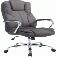 Décoshop26 - Fauteuil de bureau sur roulettes largeur d'assise XXL en tissu gris foncé et métal chromé 10_0006960 - gris métal 3000265855404