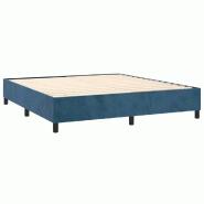Décoshop26 - Sommier à lattes sur pieds cadre de lit 180x200 cm tissu velours bleu foncé TDL0207307 - bleu 3001183388005