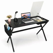 Helloshop26 - Bureau d'ordinateur 120 x 60 x 73,5 cm avec tiroir et sac de rangement style moderne en MDF noir 20_0019216 - noir métal 3000232814526