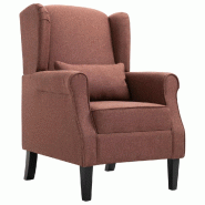 Helloshop26 - Fauteuil chaise siège lounge design club sofa salon marron tissu 1102205/3 - marron Bois massif 3000141591303