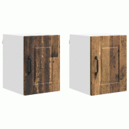 Helloshop26 - Lot de 2 armoires murales de cuisine modernes avec étagères 30 x 31 x 40 cm en bois d'ingénierie bois ancien 02_0054218 - Bois massif