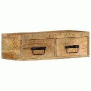 Helloshop26 - Meuble TV mural gain de place rangement 60 x 30 x 19 cm en bois massif de manguier brut 02_0057689 - Bois massif 3000240172779