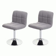 Mendler Lot de 2 chaises de salle à manger Kavala, chaise de cuisine, tissu/textile chrome pivotant FSC®-certifié ~ gris clair - gris textile 74175
