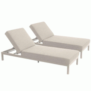 Oviala Business Lot de 2 bains de soleil inclinable en aluminium crème - beige aluminium 115194
